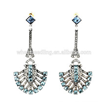 exquisite fan shaped green crystal arabic diamond hoop earrings samples